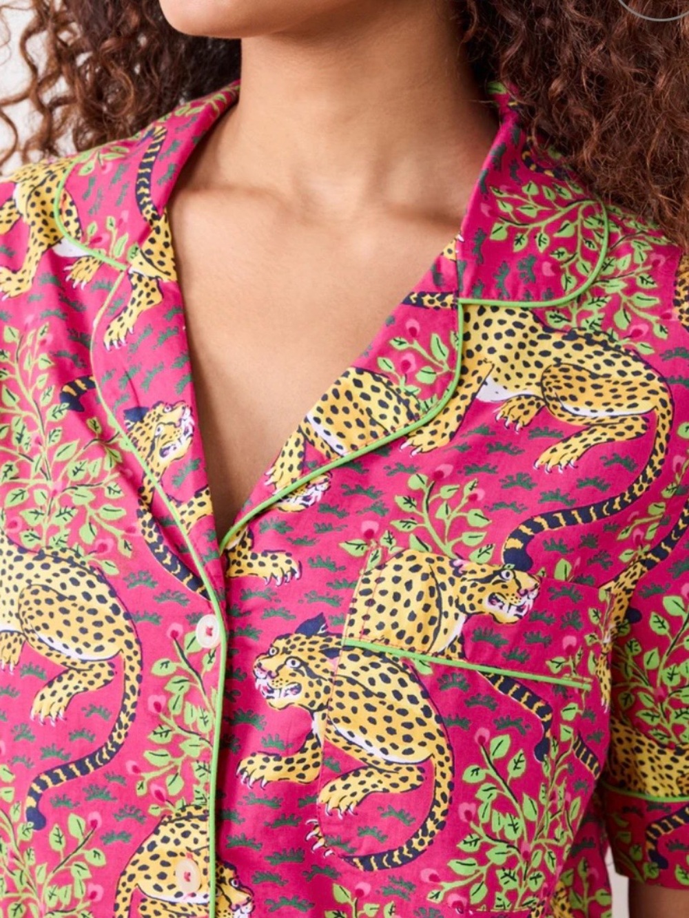 Printfresh Pink & Yellow Leopard-Print Button Pajama set - Picture 5 of 9